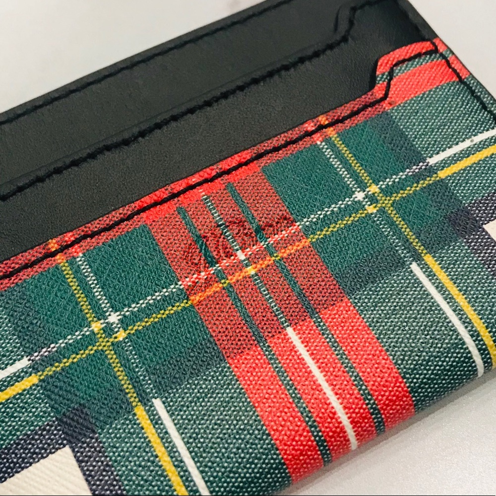 J.CREW Leather Plaid Tartan Card Holder Wallet - Picture 2 of 6